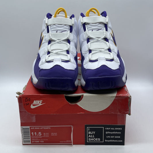 Size 11.5 - Nike Air Max Uptempo Los Angeles Lakers White Purple (311090-103)