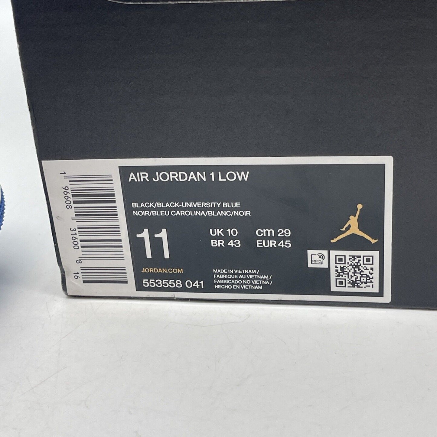 Size 11 - Air Jordan 1 Low University Blue White black Leather (553558-041)
