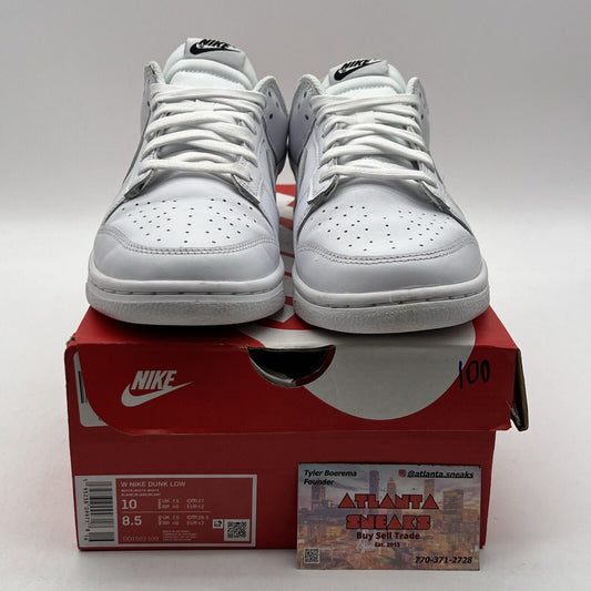 Size 10 - Nike Dunk Low Triple White W Leather (DD1503-109)