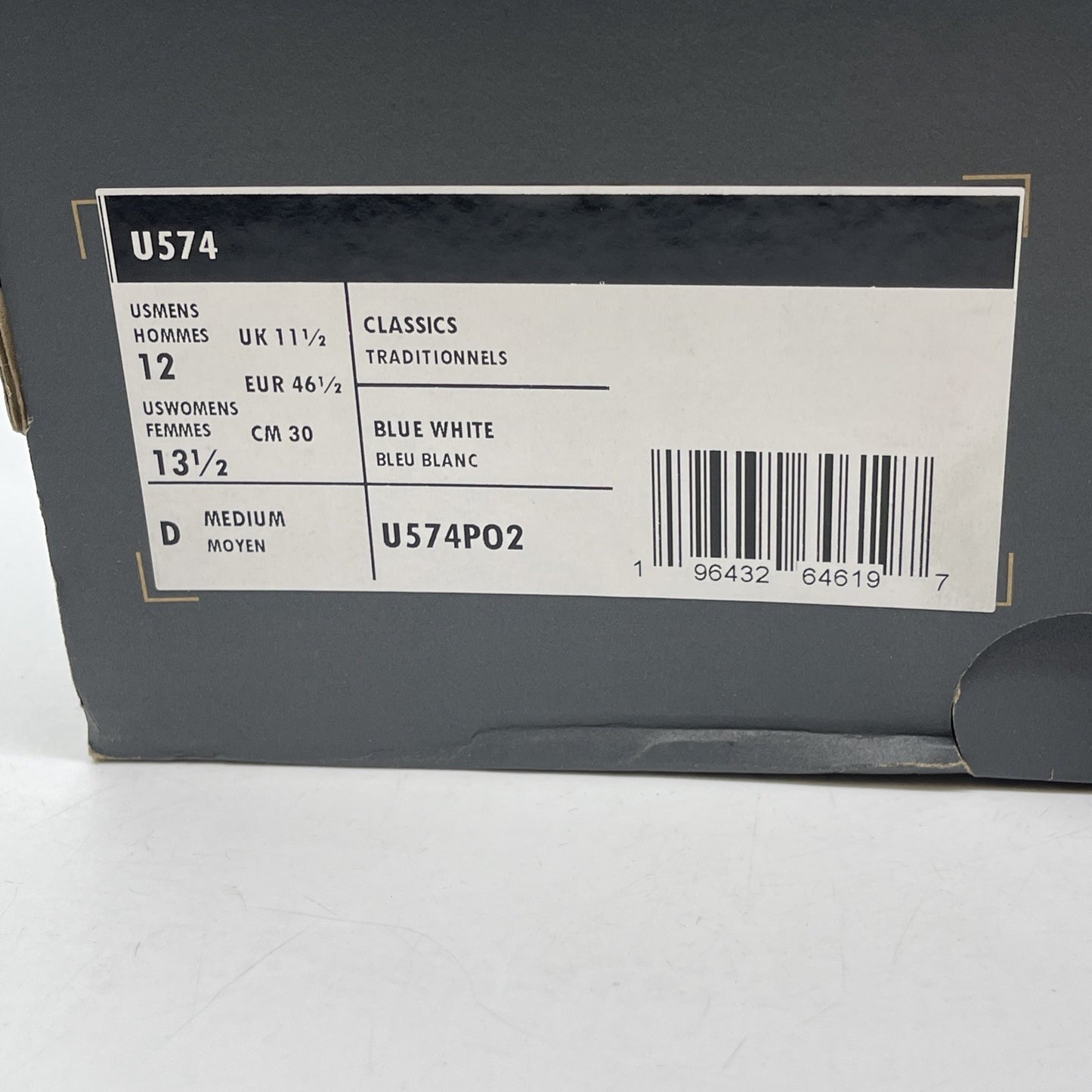 Size 12 - New Balance 574 Navy White Suede Leather (U574PO2)