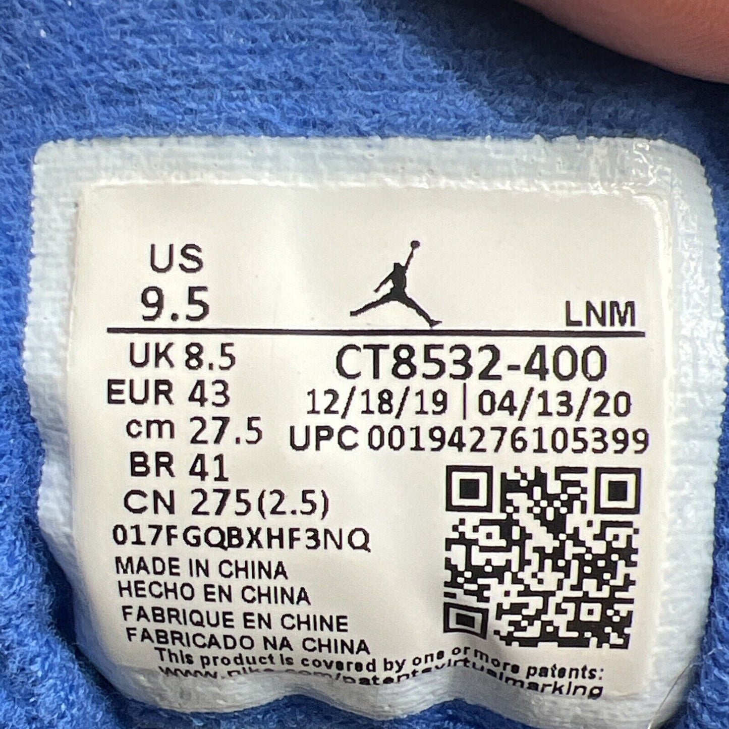 Size 9.5 - Air Jordan 3 Retro Varsity Royal 2020 (CT8532-400)