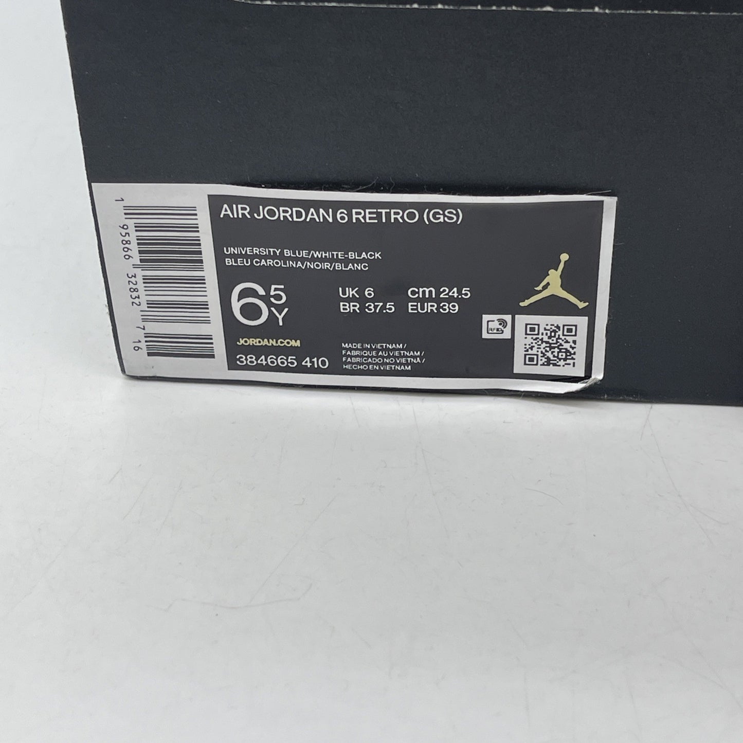 Size 6.5Y - Jordan 6 Retro Mid UNC Home Blue White Suede Leather (384665-410)