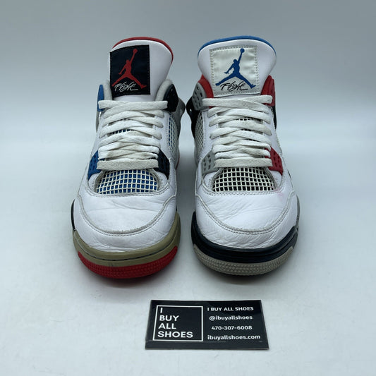 Size 9 - Jordan 4 Retro SE Mid What The 4 White Blue Black Leather (CI1184-146)
