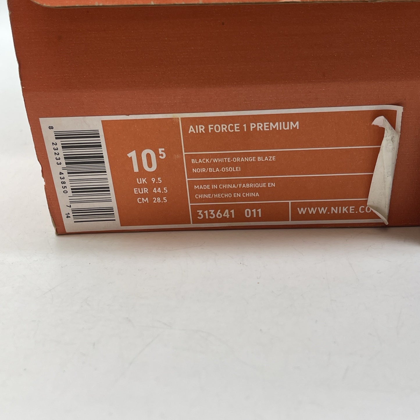 Size 10.5 - Nike Air Force 1 Premium Halloween Orange Black (313641-011)