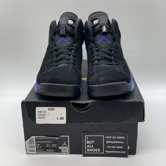 Size 7Y (GS) - Jordan 6 Retro Mid Aqua Black Blue Suede (384665-004)