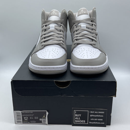 Size 12 - Air Jordan 1 Mid College Grey White Leather (554724-082)