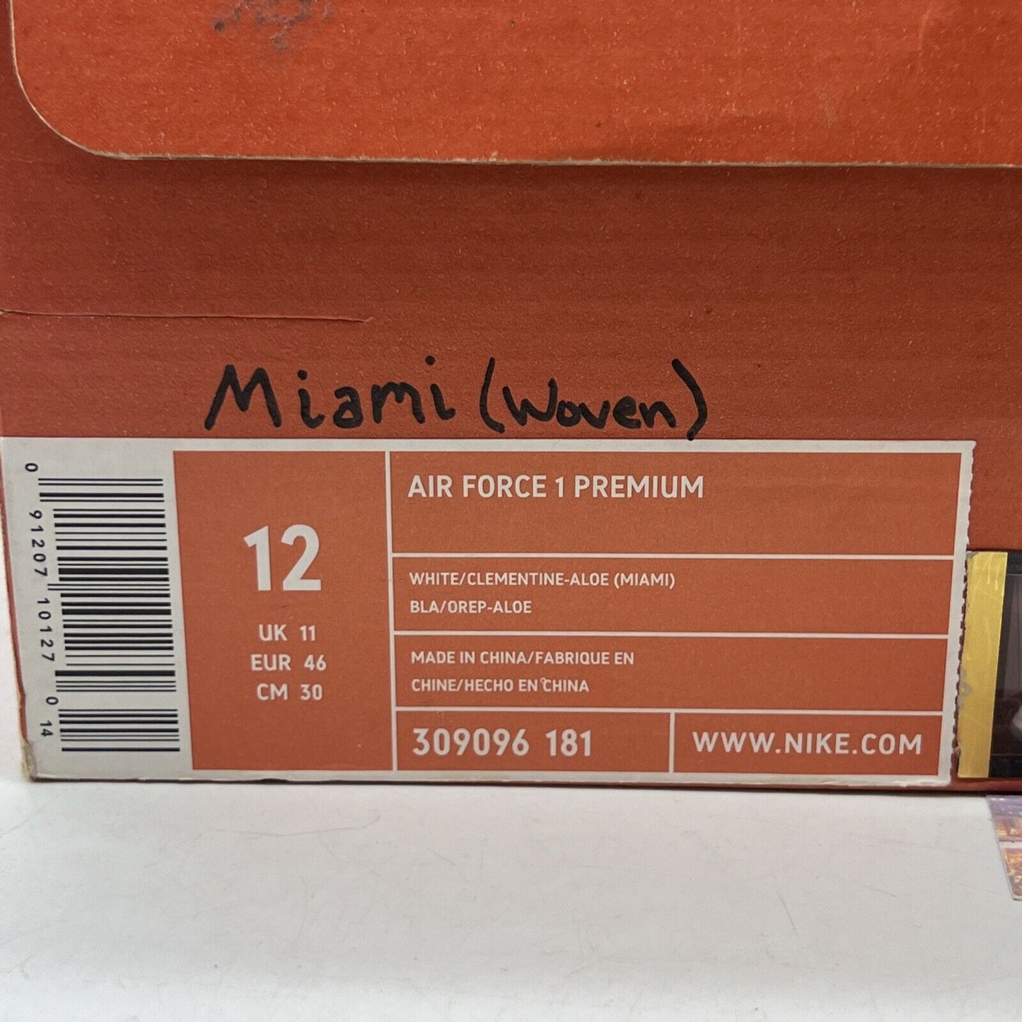 Size 12 - Nike Air Force 1 Premium Miami White Orange Aqua Leather (309096-181)