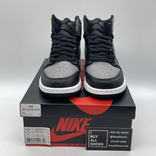 Size 5Y - Jordan 1 Retro OG High Shadow Grey Black Leather (575441-013)