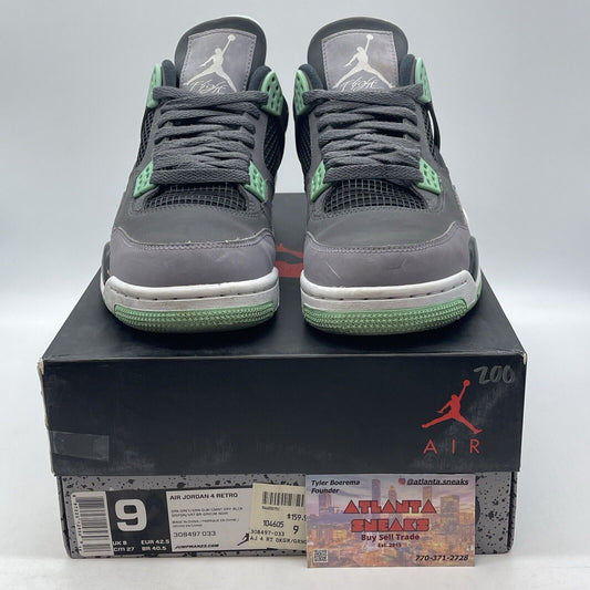 Size 9 - Jordan 4 Retro Green Glow 2013 Grey Black White Suede (308497-033)