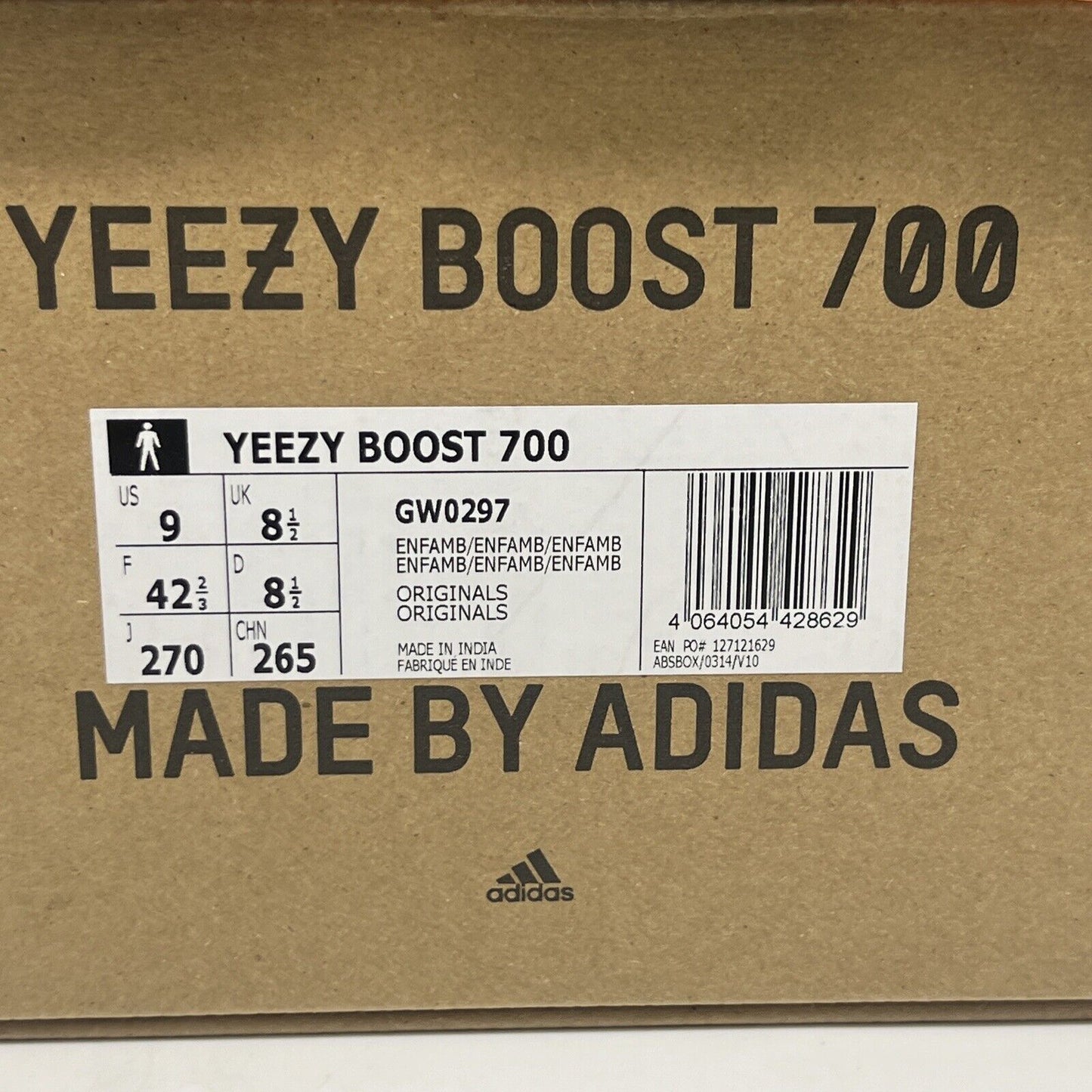 Size 9 - adidas Yeezy Boost 700 Enflame Amber Brand New Og All Orange Black DS