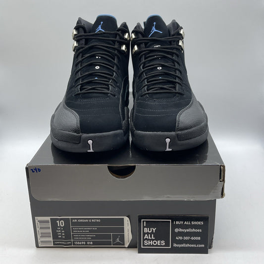 Size 10 - Air Jordan 12 Retro 2009 Nubuck Black Blue Suede (130690-018)