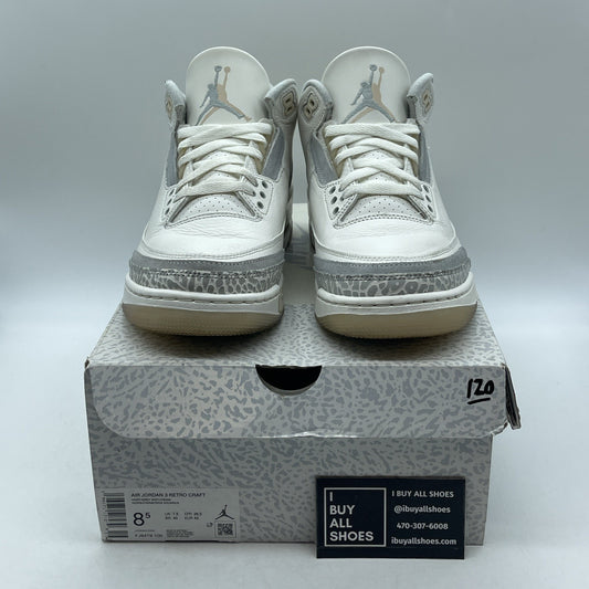 Size 8.5 - Air Jordan 3 Retro Craft Ivory Grey White Leather (FJ9579-100)