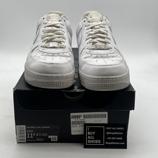 Size 11.5 - Nike Air Force 1 x Supreme Low Box Logo - White (CU9225-100)