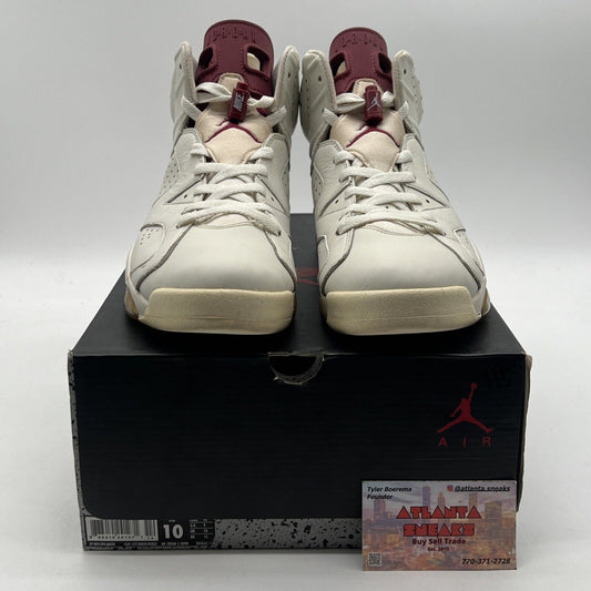 Size 10 - Air Jordan 6 Retro 2015 Maroon White Leather (384664-116)