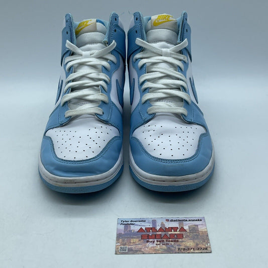 Size 9.5 - Nike Dunk High Blue Chill White Yellow Leather (DD1399-401)