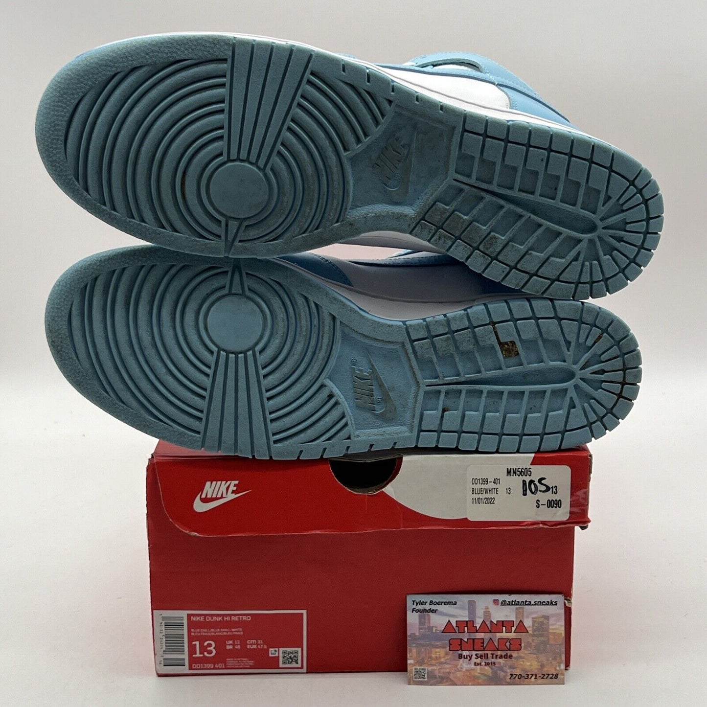 Size 13 - Nike Dunk High Blue Chill White Leather (DD1399-401)