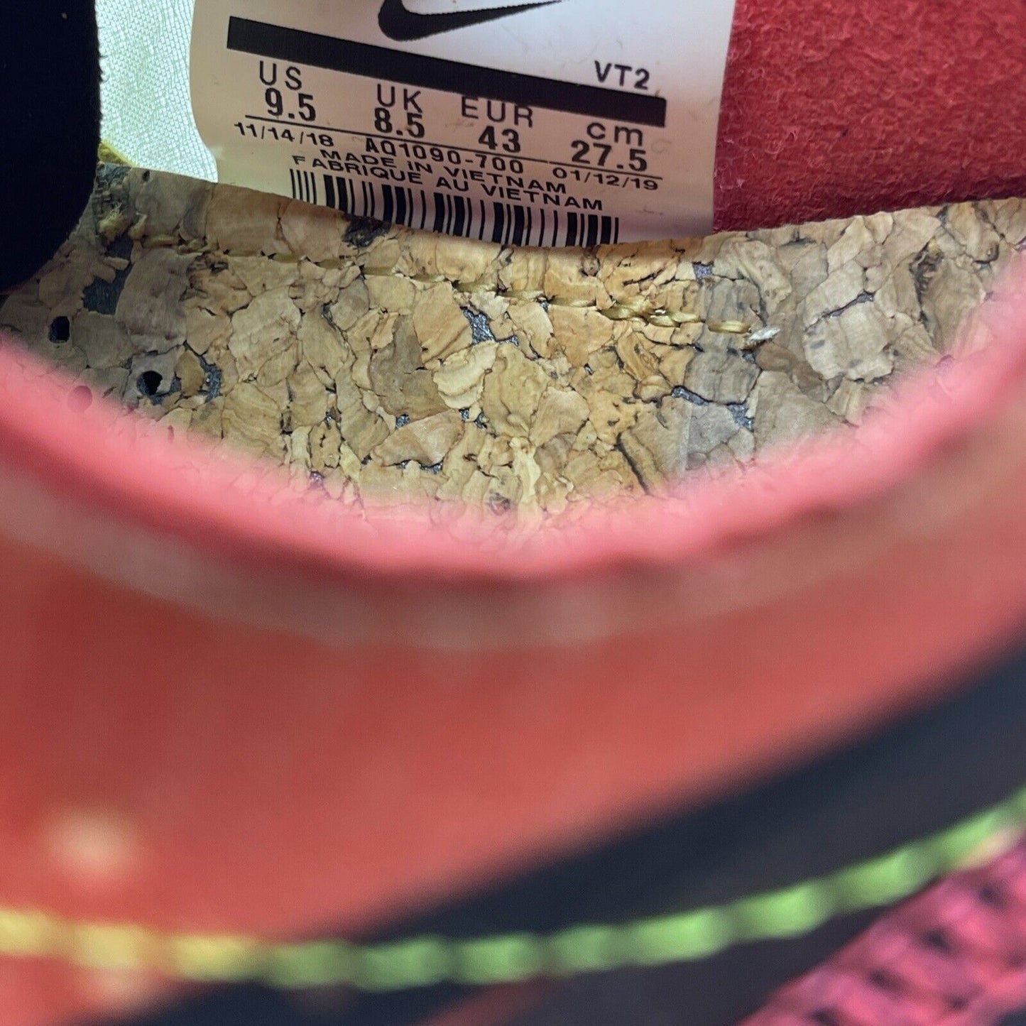 Size 9.5 - Nike React Element 87 Hyper Fusion Pink Yellow Black (AQ1090-700)