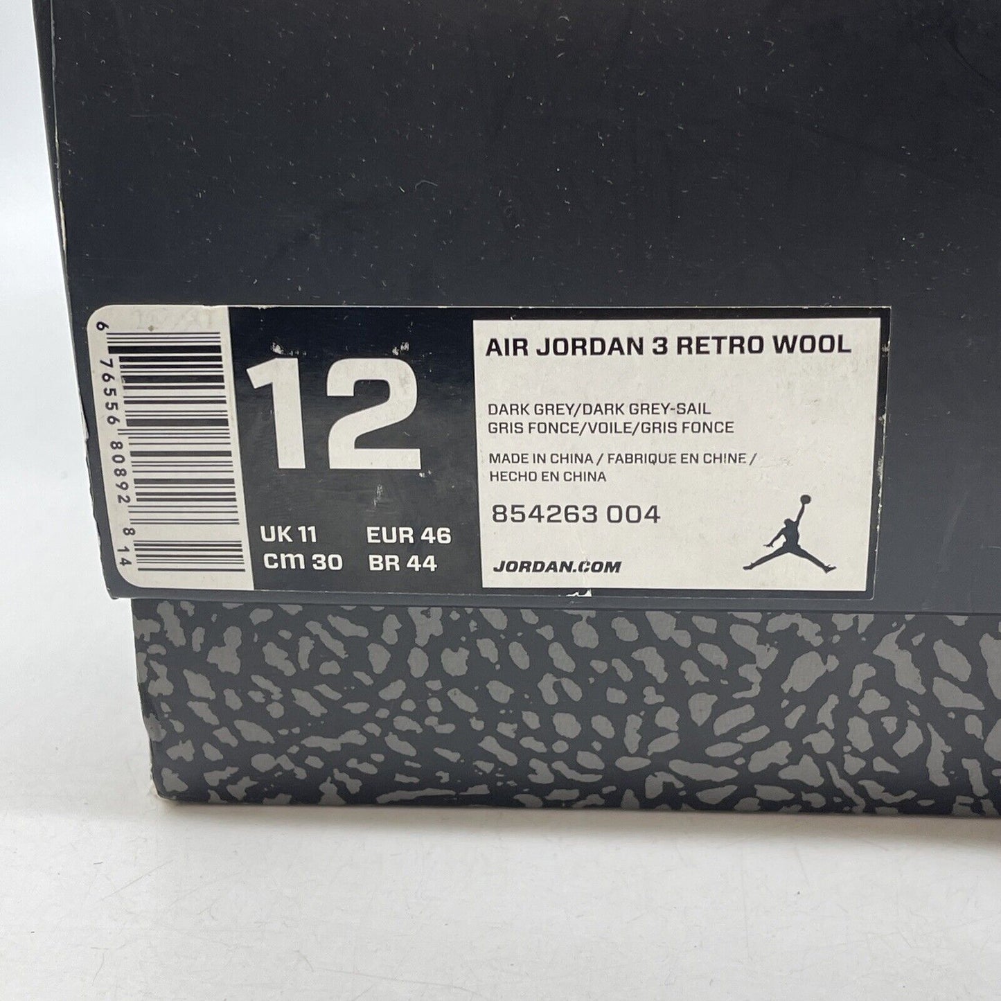 Size 12 - Air Jordan 3 Retro Wool Grey White Suede Leather (854263-004)