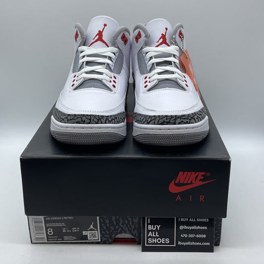Size 8 - Jordan 3 Retro Mid Fire Red Grey White Suede Leather (DN3707-160)