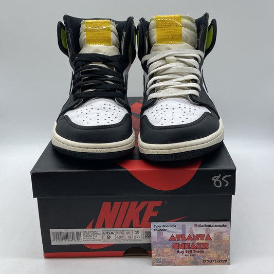 Size 9 - Jordan 1 Retro High OG Volt White Black Yellow Leather (555088-118)