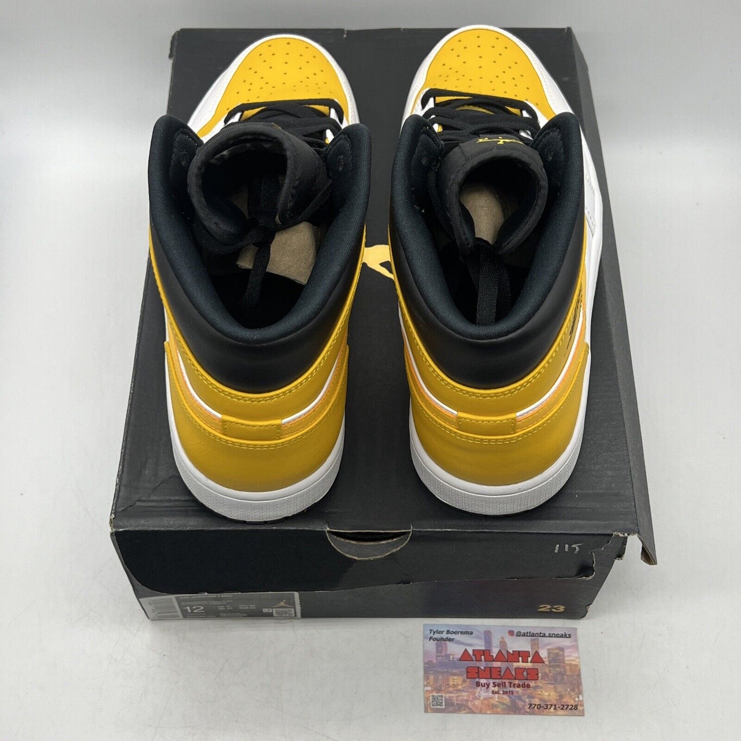 Size 12 - Air Jordan 1 Mid University Gold White Black Yellow Leather 554724-170