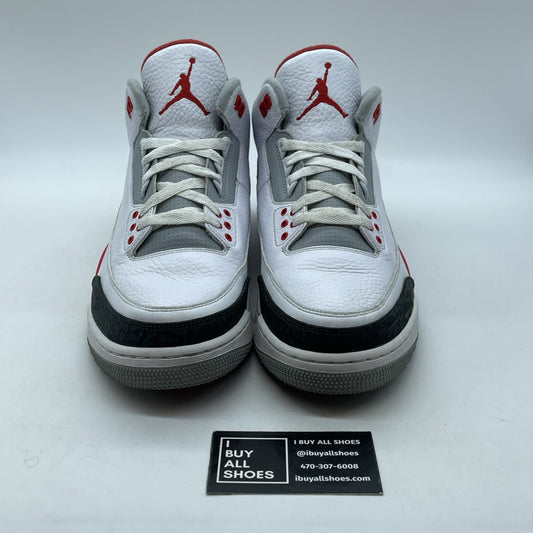 Size 12 - Air Jordan 3 Retro 2013 Fire Red White Grey Suede (136064-120)