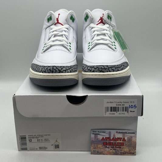 Size 12 - Jordan 3 Retro Mid Lucky Green W Brand New Og All White