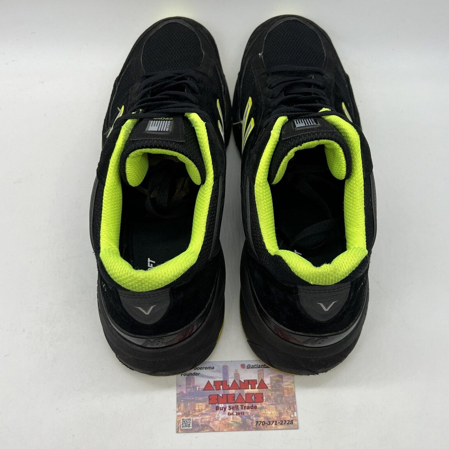 Size 13 - New Balance 990v5 Made in USA Black Hi Lite Black Suede (M990BY5)