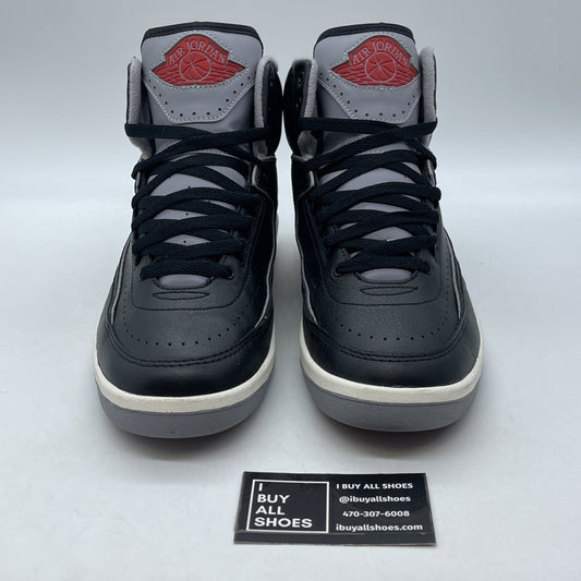 Size 8.5 - Air Jordan 2 Retro Black Cement Grey Red Leather (DR8884-001)