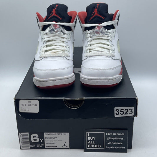 Size 6Y- Air Jordan 5 Retro GS '2013 Fire Red-Black' Leather Suede (440888-120)