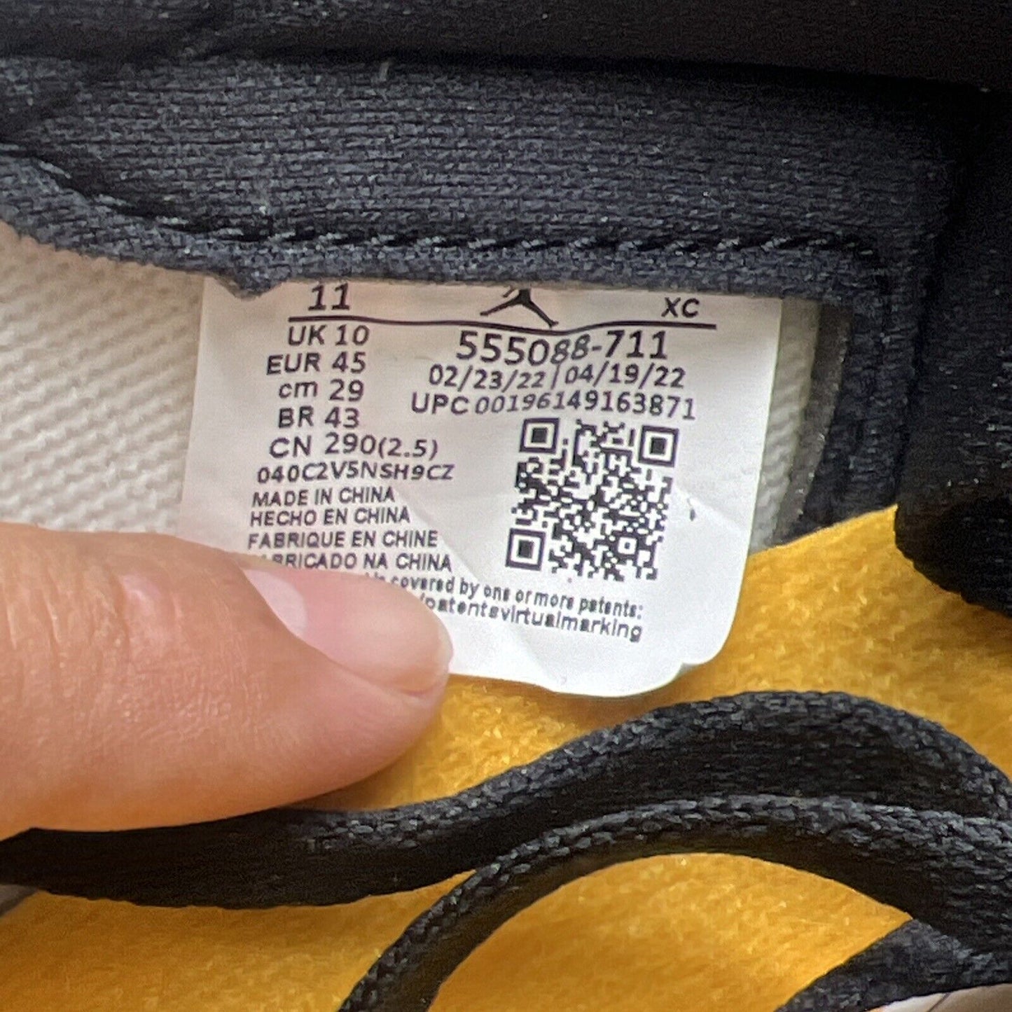 Size 11 - Jordan 1 Retro OG High Yellow Toe Black White Leather (555088-711)