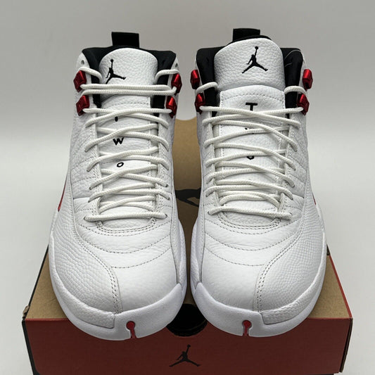 Size 8 - Jordan 12 Retro Twist 2021 White Leather Tumbled Red Black New OG All
