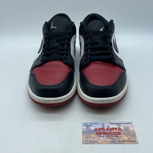 Size 10.5 - Jordan 1 Low Bred Toe Red Black White (553558-612)