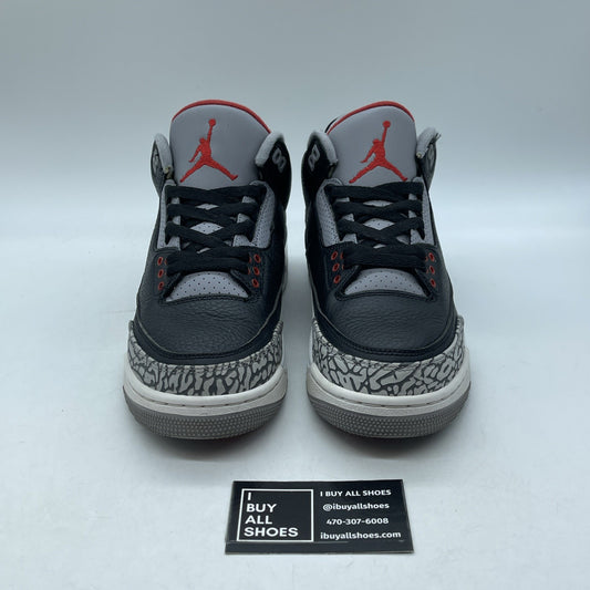 Size 7 - Jordan 3 Retro OG Mid Black Cement Grey Suede Leather (854262-001)