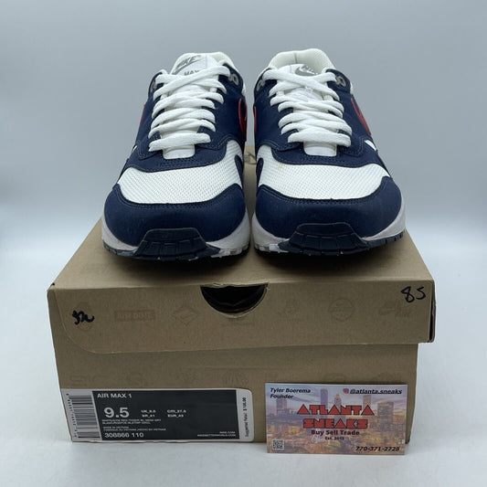 Size 9.5 - Nike Air Max 1 Olympic Blue Red White Suede Leather (308866-110)