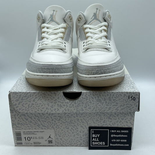 Size 10.5 - Air Jordan 3 Retro Craft Ivory/Grey White Leather (FJ9579-100)