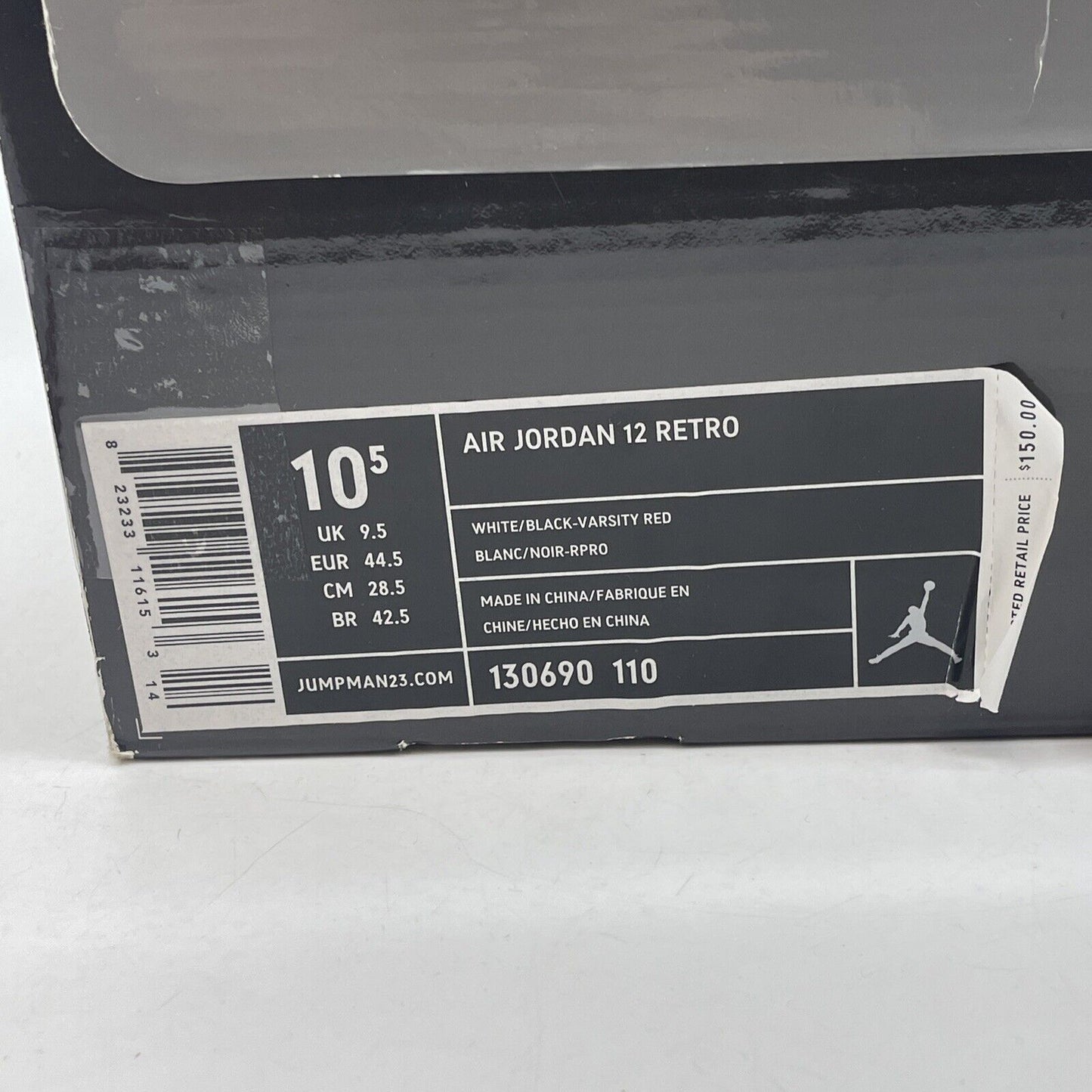 Size 10.5 - Air Jordan 12 Retro 2009 Cherry Black White Leather (130690-110)