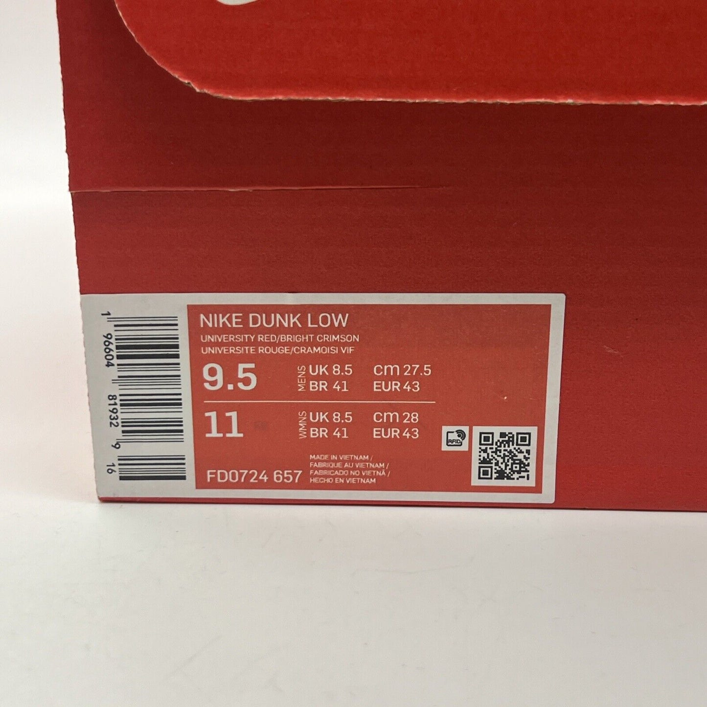 Size 9.5 - Nike Dunk Low ATL - (FD0724-657) Suede White Orange