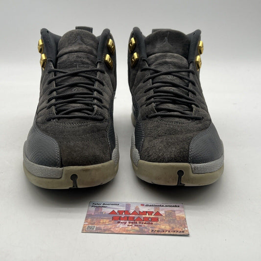 Size 8 - Air Jordan 12 Retro Dark Grey Gold Suede Leather (130690-005)