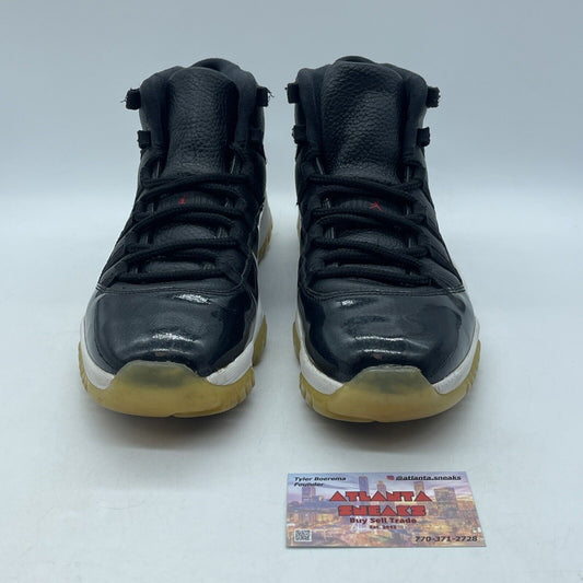 Size 10 - Jordan 11 Retro 72-10 2015 Black White Red Leather Suede (378037-002)
