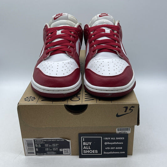 Size 9.5 - Nike Dunk Low Next Nature Gym Red White Leather (DN1431-101)