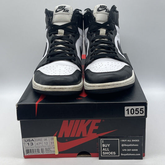 Size 13 - Air Jordan 1 Retro OG 2014 High Black White Leather (555087-010)