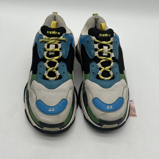 Size 11 - Balenciaga Triple S Light Gray Blue Green Sz 44 Yellow Nylon Suede