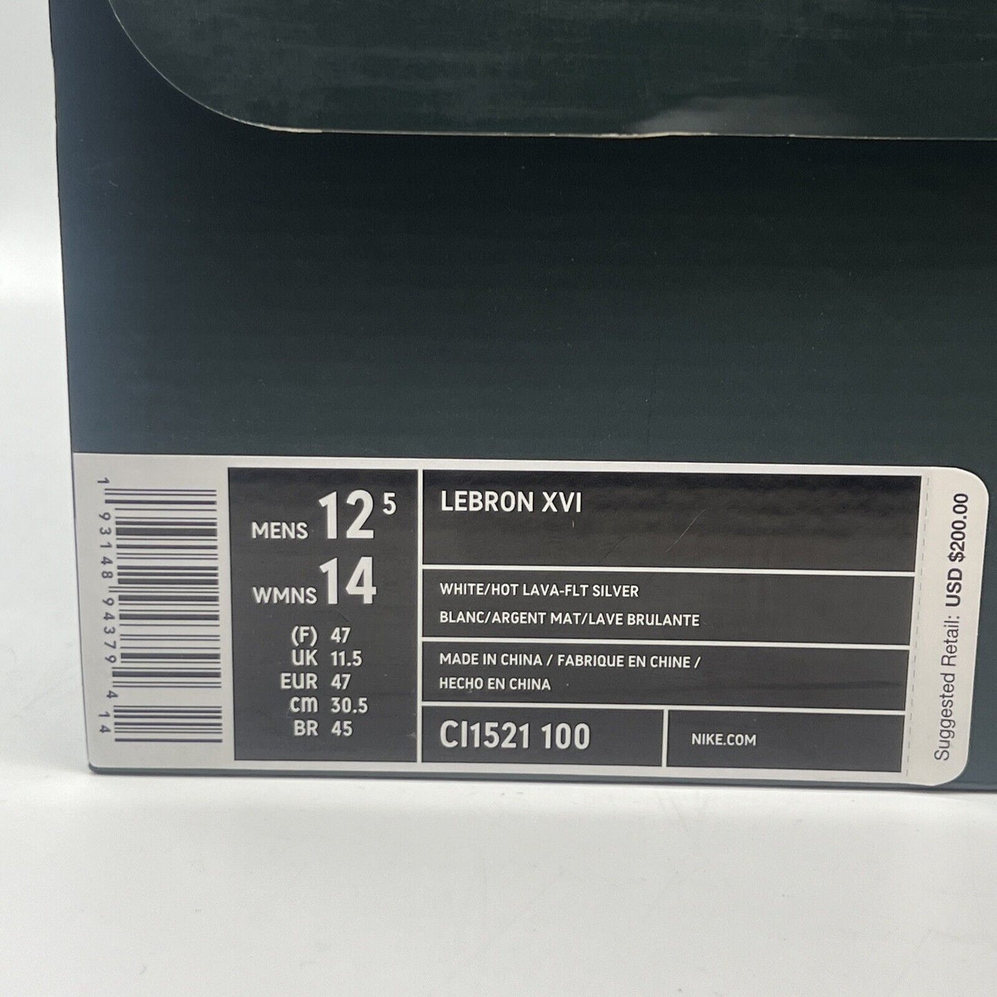 Size 12.5 - Nike LeBron 16 Air Tech Challenge Hot Lava White Brand New Og All