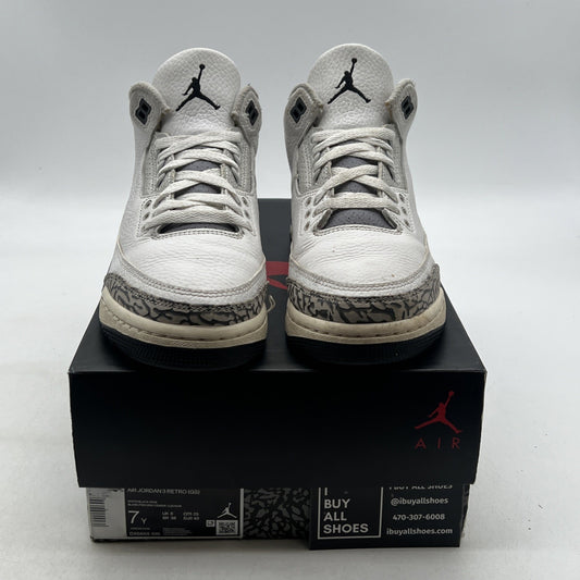 Size 7Y - Nike Air Jordan 3 Retro White/ Black-Iron (DX6665-100)