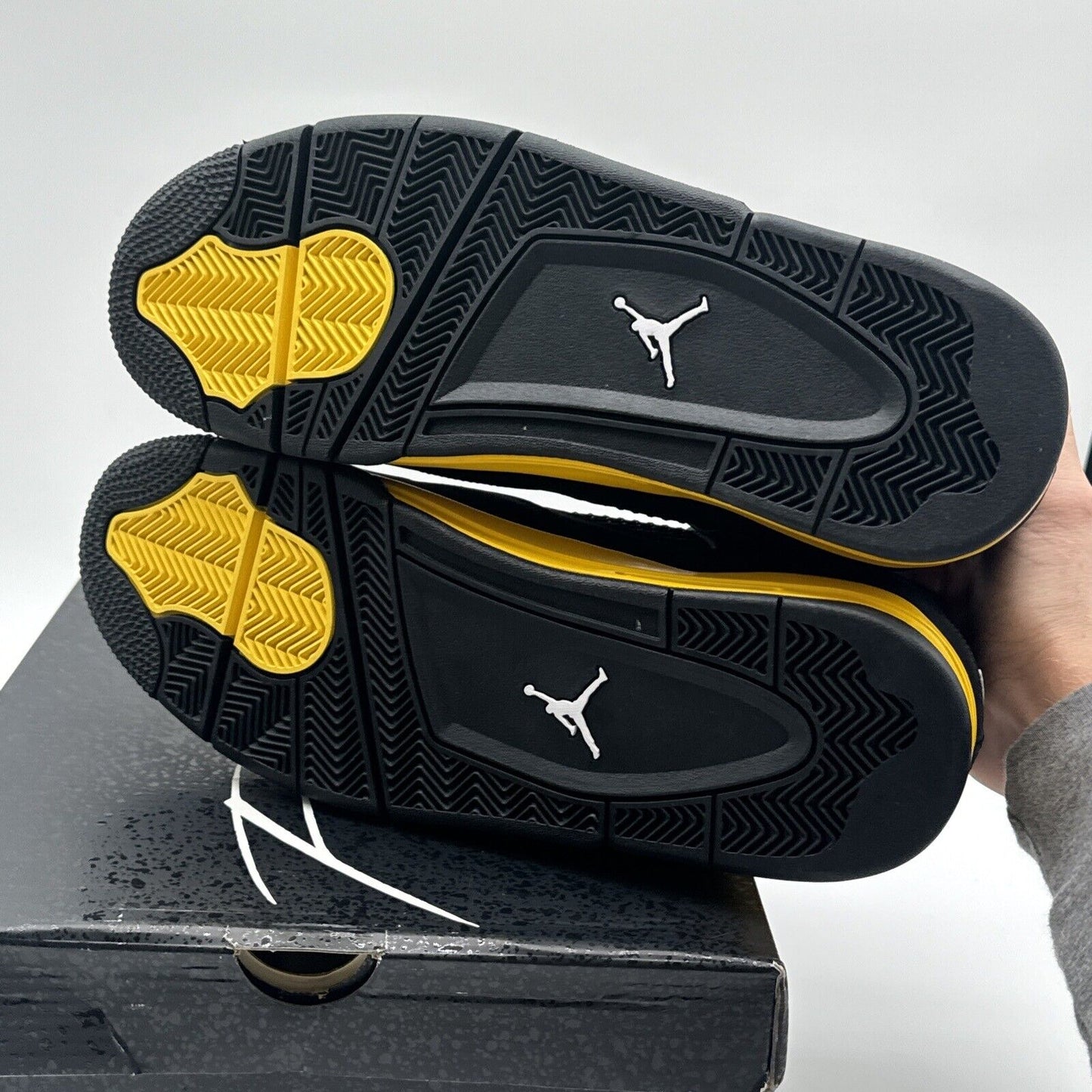 Size 12 - Jordan 4 Retro Mid Thunder Yellow Black Suede New Release Hot Shoes
