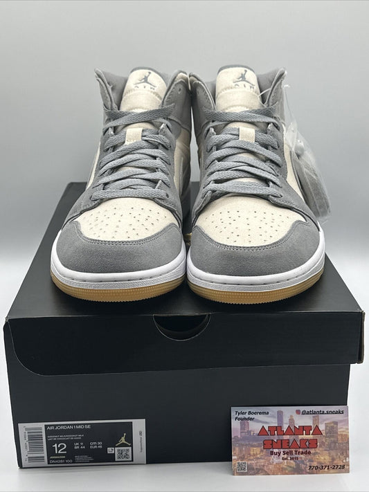 Size 12 - Jordan 1 Mid SE Coconut Milk Particle Gray