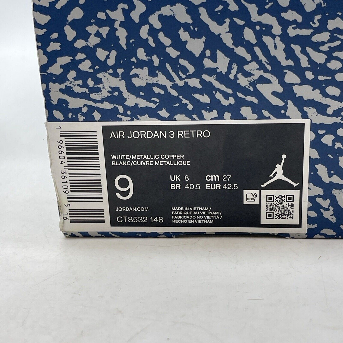 Size 9 - Jordan 3 Retro Mid Washington Wizards Blue White Grey Suede -CT8532-148