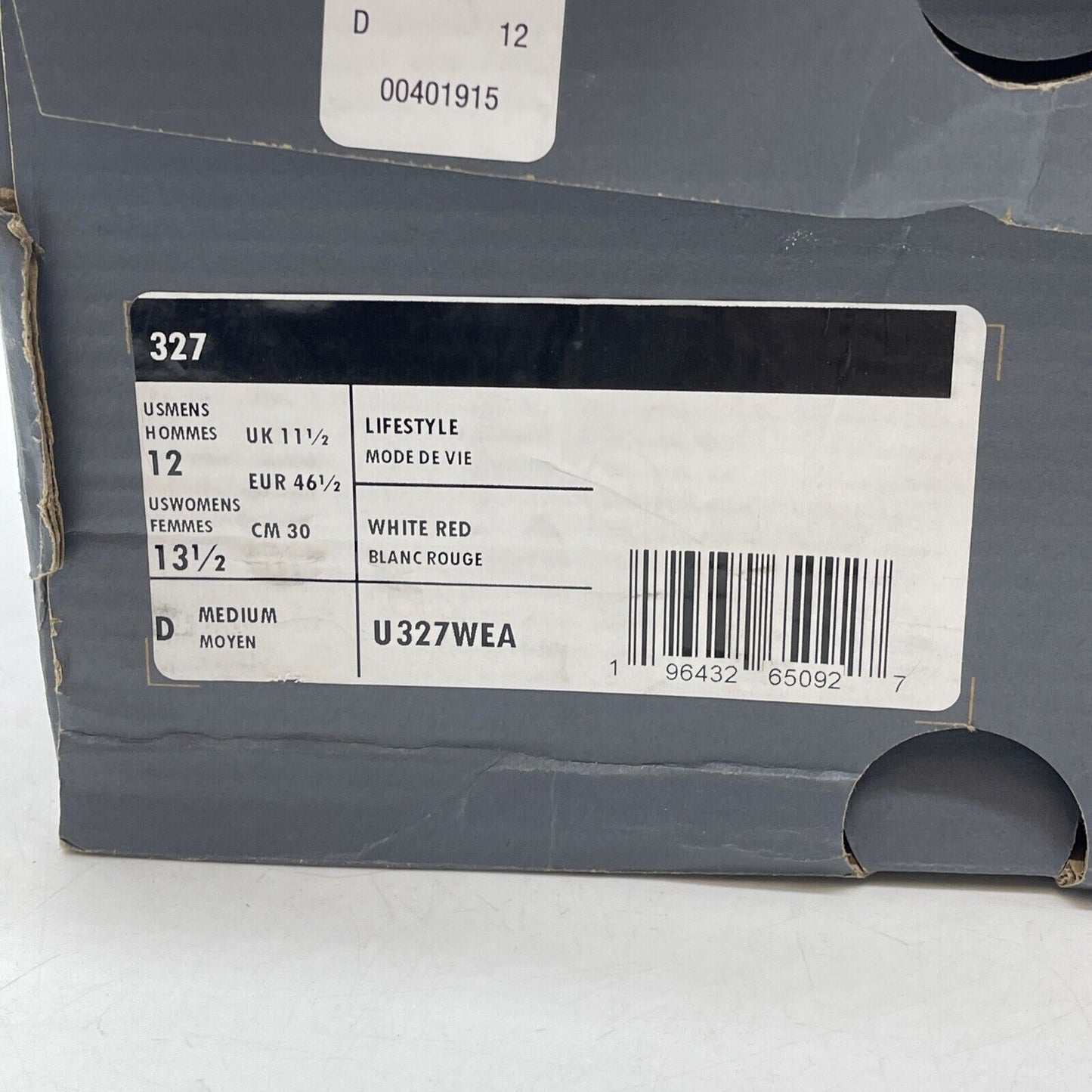 Size 12 - New Balance 327 Black White Red blue Suede Leather (U327WEA)