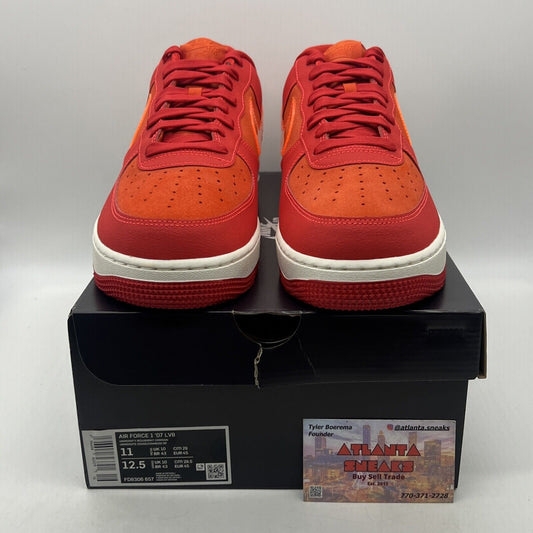 Size 11 - Nike Air Force 1 '07 ATL Red Orange Suede White (FD8306-657)